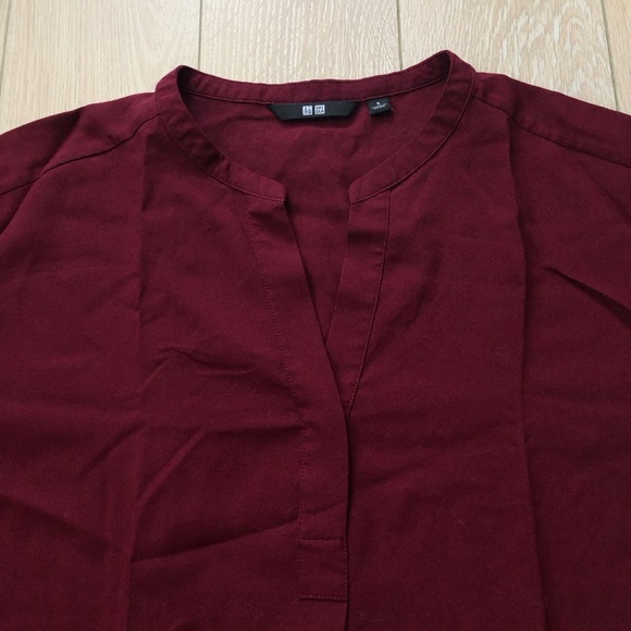 Uniqlo 1/2 Long Sleeve Blouse in Maroon Women’s Size S - Picture 7 of 12